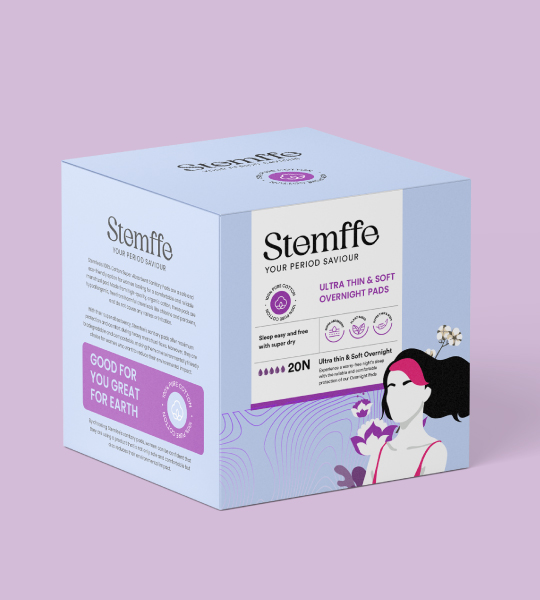 Introducing Stemffe, an innovative female hygiene brand with cutting-edge packaging and branding design by Devolv Studio.