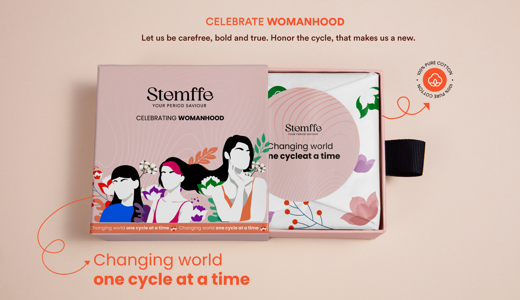 Packaging for Sanitary Pads- Stemffe , branding and packaging by Devolv Studio