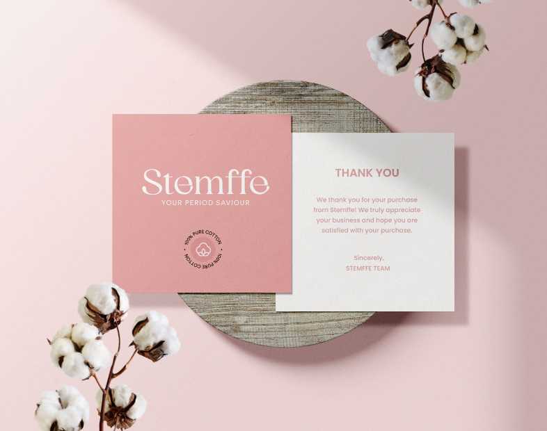 Branding and packaging design for Stemffe- sustainable and biodegradable sanitary pad | Devolv Studio